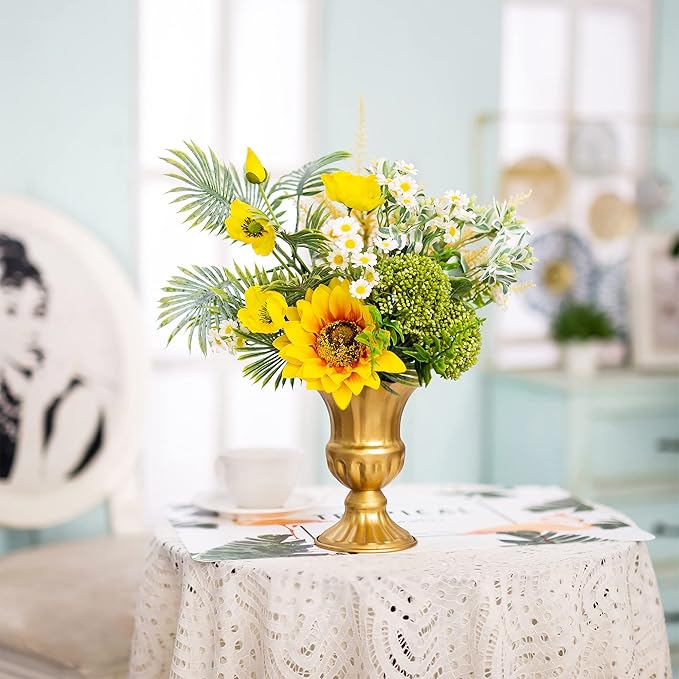 Sziqiqi Vintage Vase for Flowers Decorative Plant Pots for Table Centerpieces - Small Flower Arrangement Vases for Living Room Home Party Reception Ceremony 6.3in (Gold, 2)