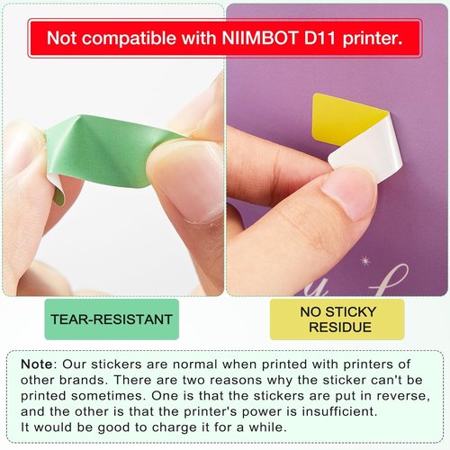 Gersoniel 1600 Pcs Label Tapes - Compatible D30 Label Printer Laminated Stickers | Multicolor Thermal Labels for Home & Office