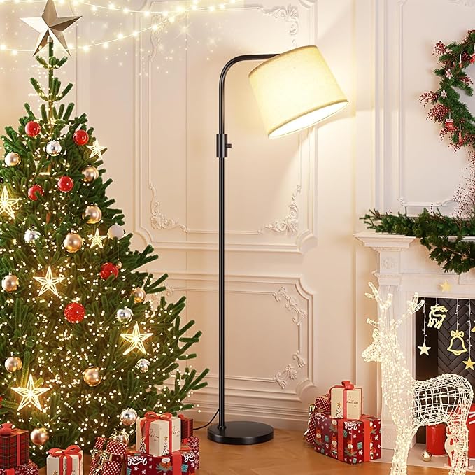 Ambimall Fully Dimmable Floor Lamp with 9W LED Bulb, Standing Lamp for Living Room with Adjustable Head, Modern Standing Tall Light with Rotary Switch for Office