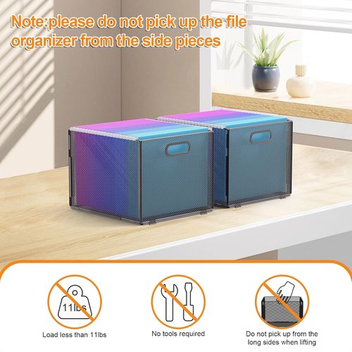 Regine Switzerland Hanging File Organizer - Mesh File Folder Crate with Handle | Black, Letter Size