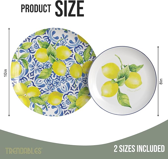 Trendables Floral Paper Plates 40 Pcs Fancy Disposable Plates for Party Set - 20 Guests 20 X 8 Small Paper Plates Dessert Plates & 20 X Large Paper Plates 10 Inch Paper Plates Bulk | Tuscan