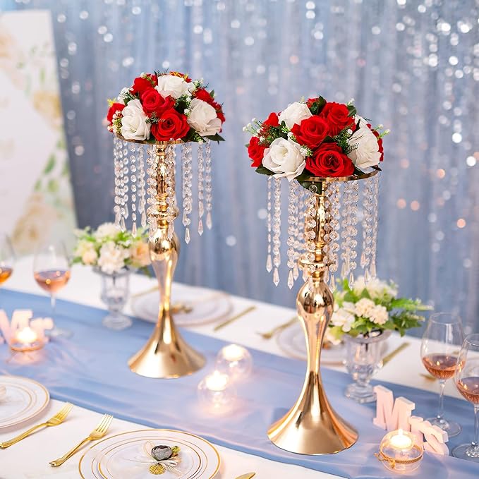 Flower Centerpieces for Wedding Tables: Wedding Table Decorations Red & White Flower Balls Centerpieces for Engagement Cerebration Party Center Pieces 6 Packs