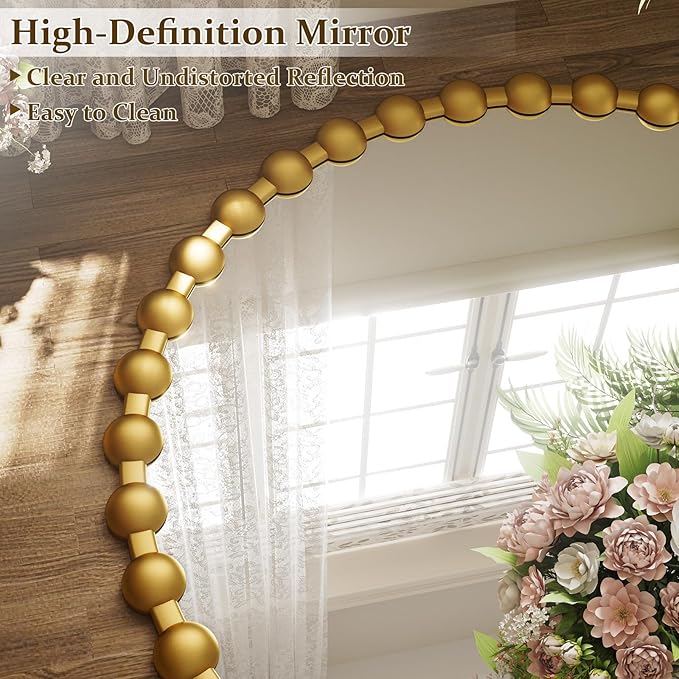 Easly Round Mirror for Wall, 28 Inch Gold Beaded Frame Decorative Vanity Mirror, Circle Bathroom Mirror with High-Definition Lense, Modern Wall Decor for Bathroom, Living Room, Bedroom, Entryway