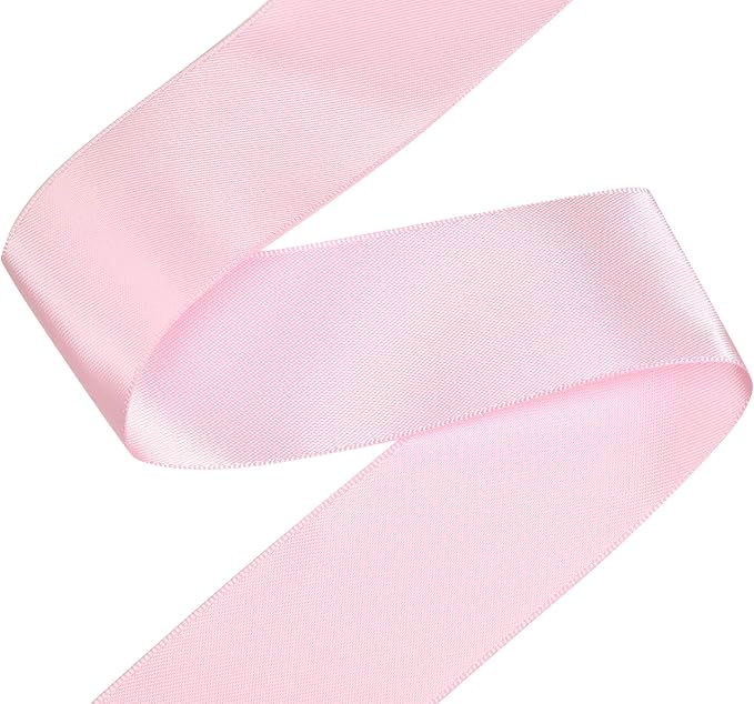YAMA Pink Double Face Satin Ribbon 1 1/2 Inch 25 Yards Pink Fabric Ribbon for Gift Wrapping Crafts Hair Bows Wedding Party Decoration