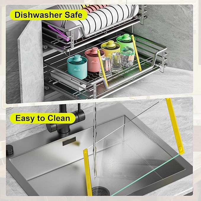 Tempered Glass Cutting Board for Kitchen, 12x16" & 12x8" 2 Pcs,Heat Resistant, with Non-Slip Feet, Non Toxic,Dishwasher Safe (Yellow)