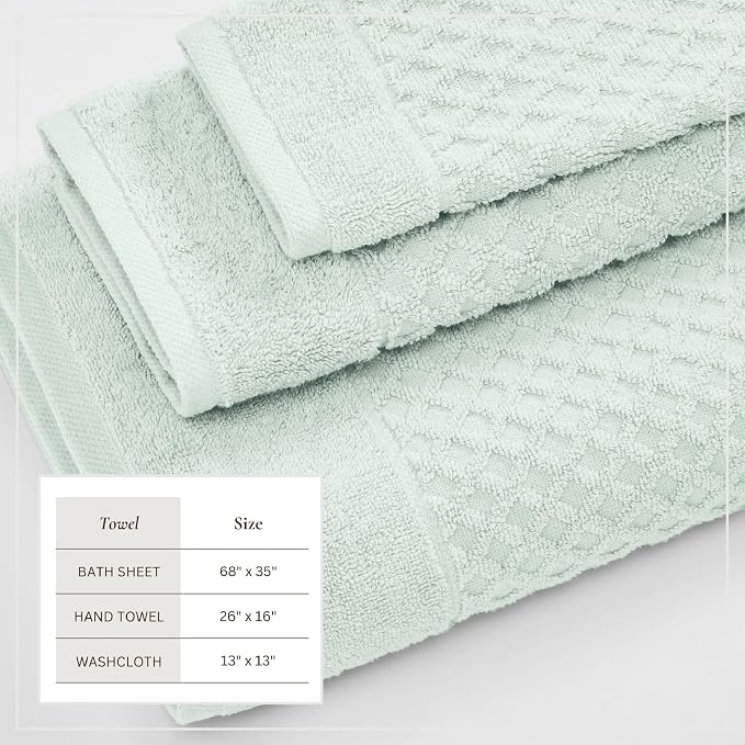 Great Bay Home Bath Towels - 100% Cotton 6 Piece Bath Sheet Set - Diamond Waffle Weave - Absorbent, Durable, Quick-Dry Towels for Bathroom (Pastel Blue)