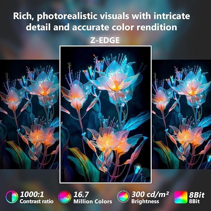 4K Monitor, Z-Edge 28 inch IPS Monitor, UHD 3840x2160 IPS Computer Monitor, 300 cd/m², 144Hz Refresh Rate, 1ms MPRT Response Time, U28I4K Ultra-Thin Bezel