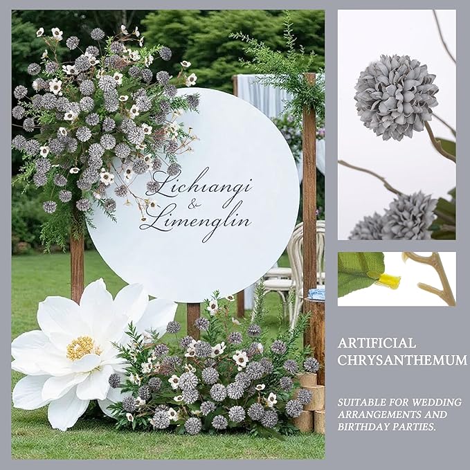8PCS Blue Fake Flowers Artificial Chrysanthemum Faux Mums Matching 2PCS White Daisy Faux Flowers for Vase Fall Long Stems Flower Silk Flower for Home Decoration Wedding Decor,20.5In,No Vase