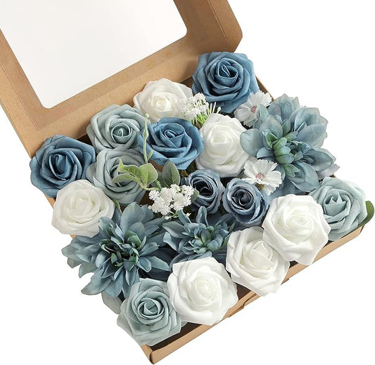 Artificial Flowers Combo, Fake Flowers for DIY Tables Centerpieces Baby Shower Bridal Shower Wedding Bouquet Arrangements Party Candle Holder Cake Decor Flower Home Decorations