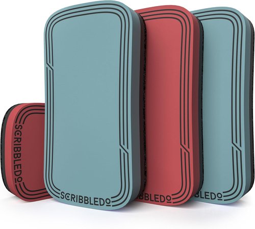 SCRIBBLEDO Magnetic Whiteboard Erasers - 4 Pack in Soft Modern Colors | Ideal for Teachers & Students