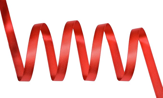 YAMA Red Double Faced Satin Ribbon 3/8 Inch 25 Yards Thin Red Fabric Ribbon for Gift Wrapping Crafts Hair Bows Wedding Party Decoration