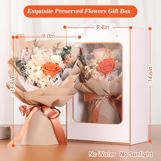 Jtoder Forever Flowers for Delivery, Preserved Flower Bouquets, Long Lasting Pink Roses, Gifts Bouquet for Mother Wife Girlfriend on Festivals Birthday Anniversary