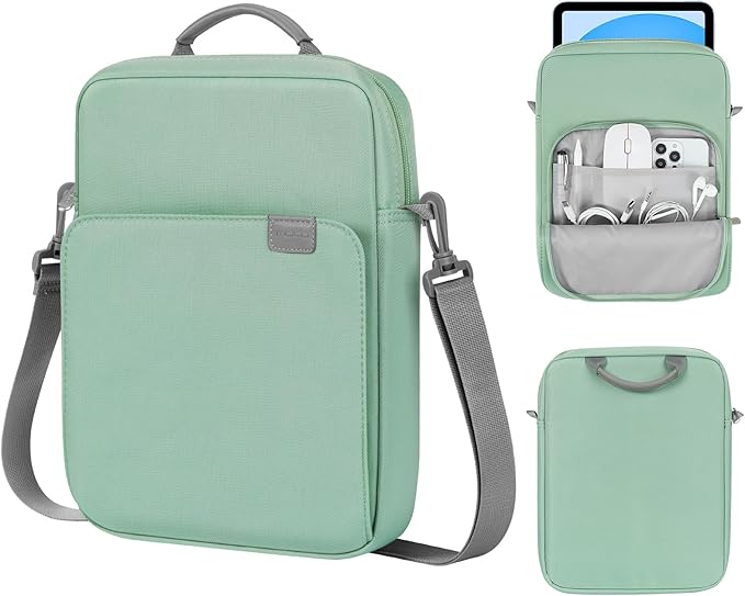 MoKo 9-11 Inch Tablet Sleeve Bag Handle Carrying Case with Shoulder Strap Fits 11inch iPad Air M3, iPad A16 2025, Pro 11 inch, iPad 10/9/8/7th Gen, Tab S8/S9 11", Cyan