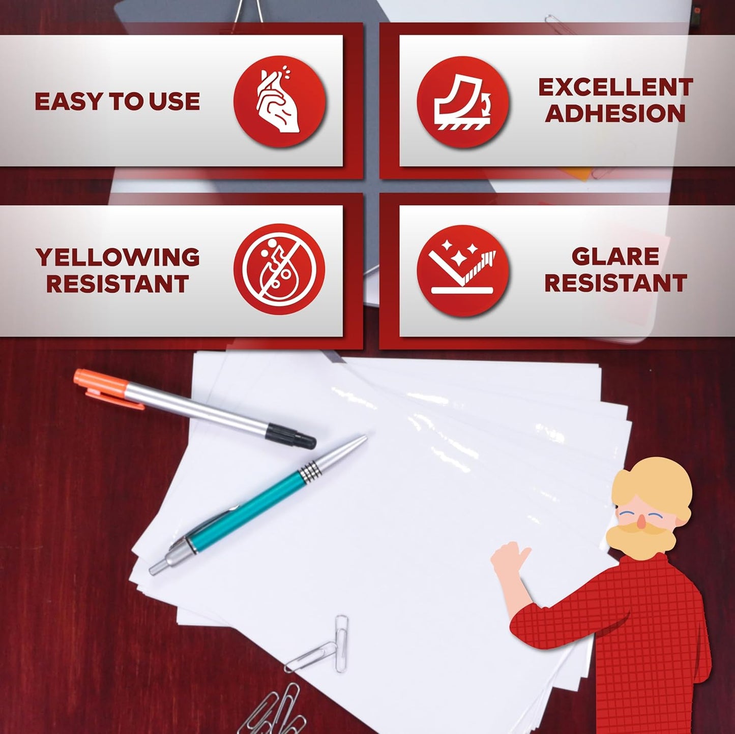 XFasten Laminating Sheets - Self-Adhesive, Yellowing Resistant, 6x9 Inches, 100 Pack