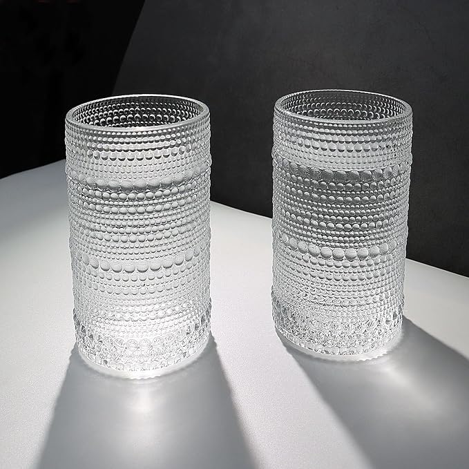 Hobnail-Drinking Glasses 13oz Vintage Glassware Sets Cocktail Juice Glasses Set of 6