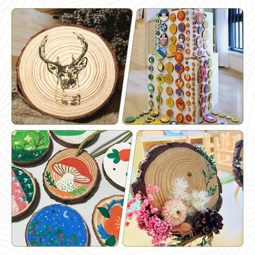 FSWCCK Unfinished Wood Slices - 30 Pack Rustic 3.5-4 Inch Round Wooden Circles for DIY Crafts & Decor