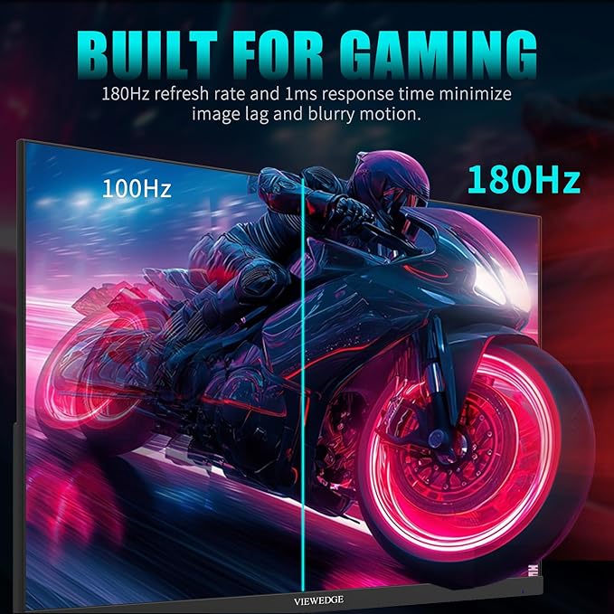 Viewedge Gaming Monitor 27 inch 180hz (Supports 144hz/165hz) 1ms, 110% sRGB with HDR 10 | 1080p IPS Screen, DP HDMI, Built-in Speakers, Support Freesync and Wall Mount