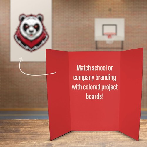 Flipside Products Foam Project Boards - 36” x 48” Red Trifold Display Boards - 3 Pack, 3/16'' Thick
