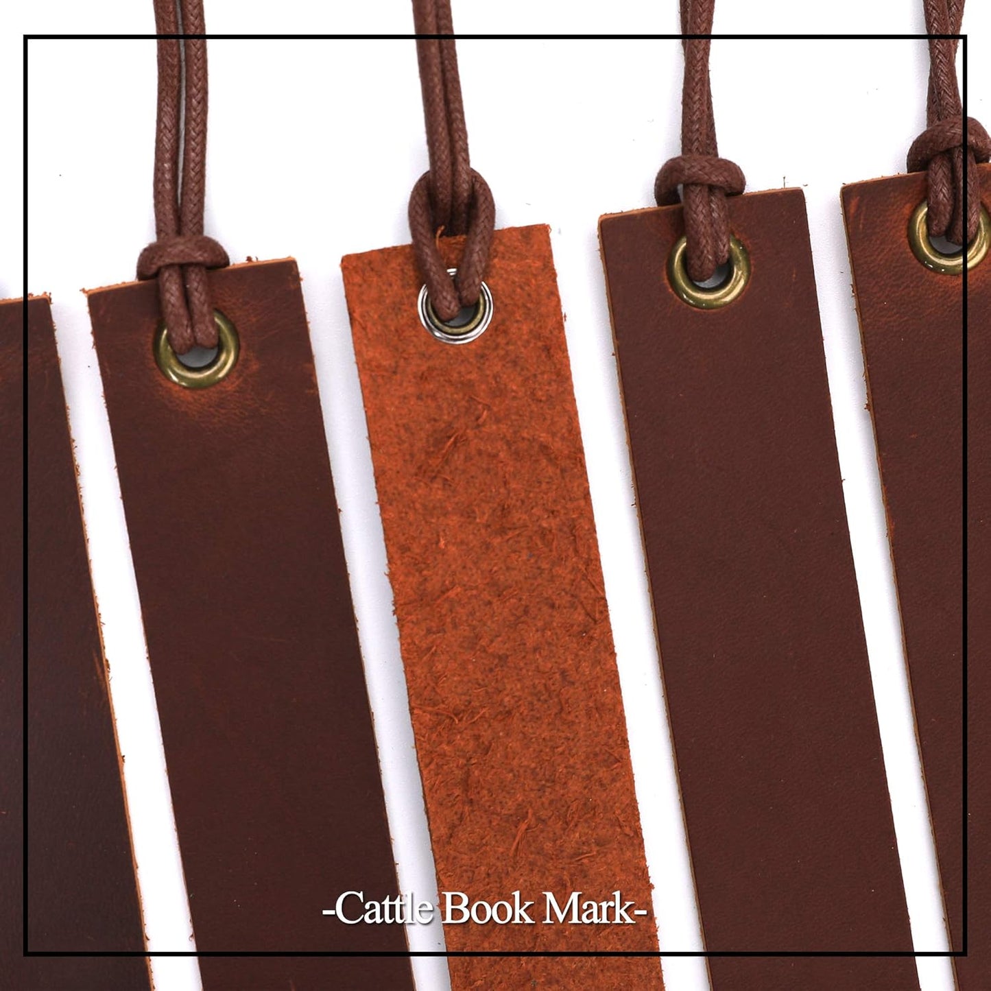 Skiennix Genuine Leather Bookmarks - Handmade Page Markers with Tassel | 5-Pack Umber for Readers & Writers