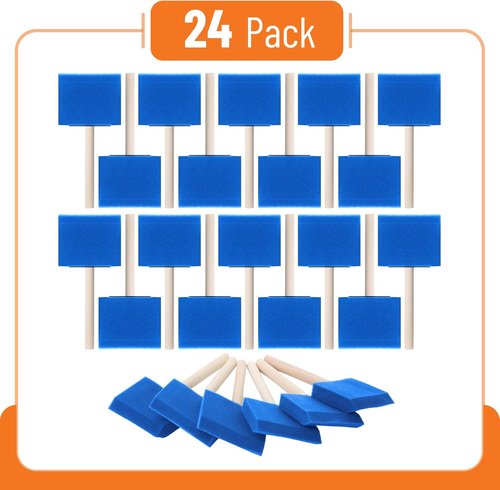 Bates Foam Paint Brushes - 24 Pack of 3" Blue Sponge Brushes for Effortless Painting