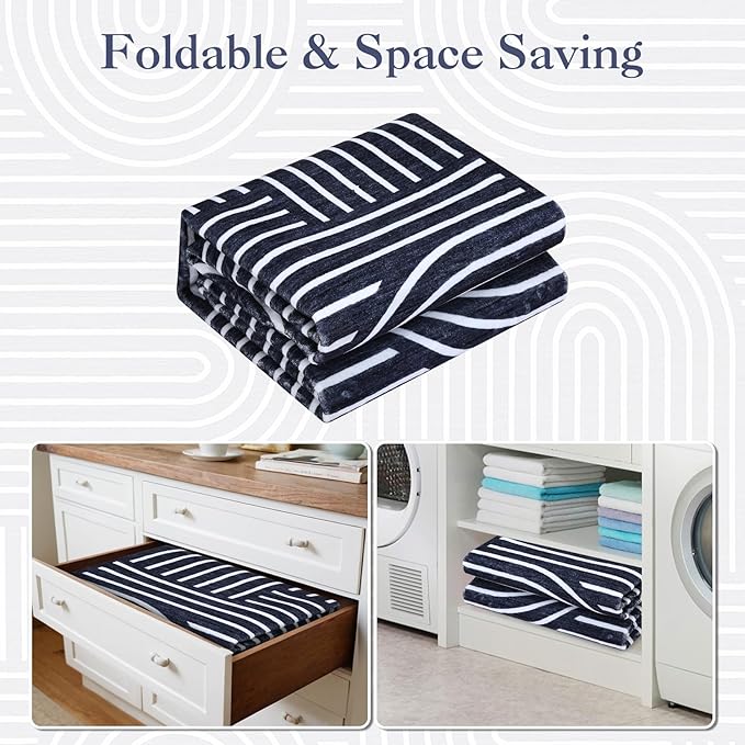 9x12 Area Rug Washable Modern Abstract Rugs for Living Room Non Shedding Soft Bedroom Boho Carpet Ultra-Thin Low Pile Living Room Floor Covers Abstract Lines Carpet for Playroom Kids Room, Blue