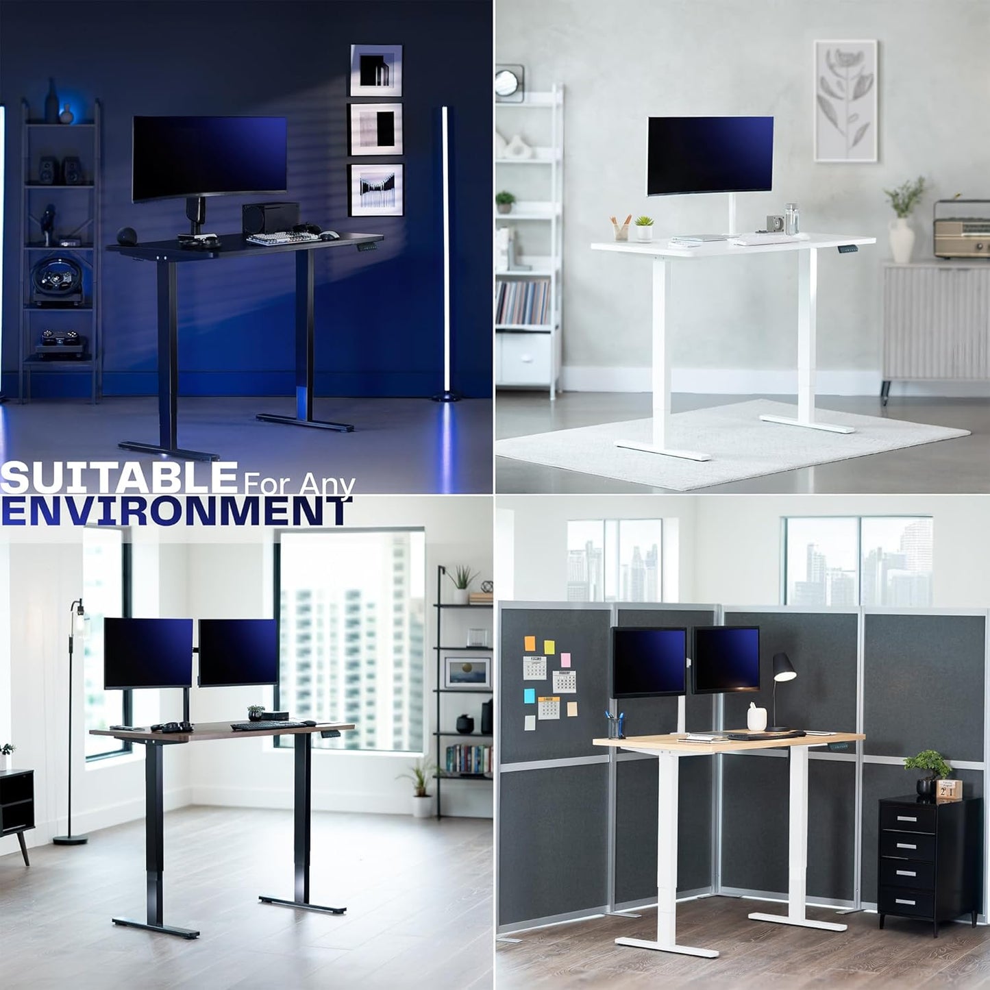 VIVO Electric Dual Motor Stand Up Desk Frame - Height Adjustable for 40-85 Inch Table Tops | Black, DESK-V103E
