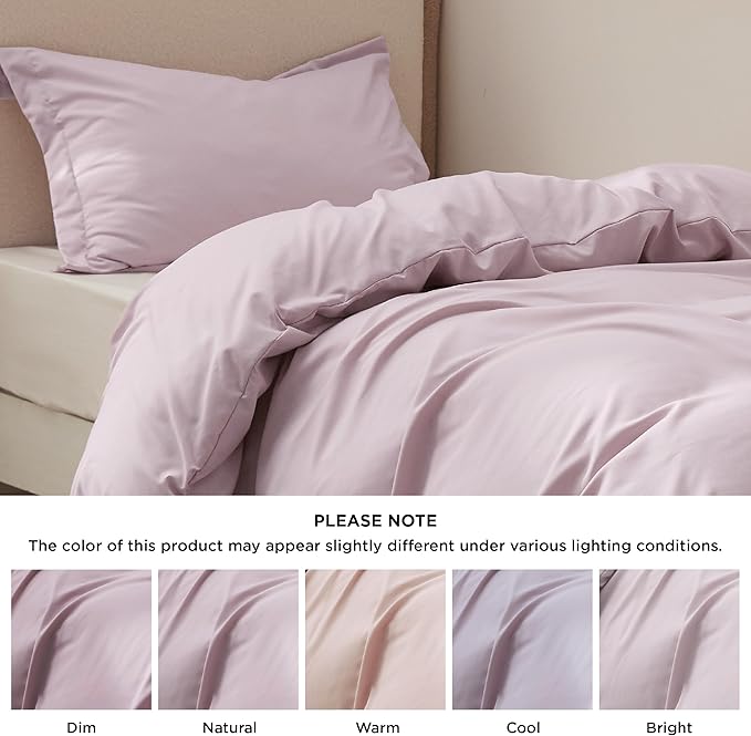Bedsure Duvet Cover Twin/Twin XL Size - Soft Double Brushed Bedding Set for Kids & Adults, Zipper Closure, 2 Pieces, Includes 1 Duvet Cover (68"x90") & 1 Pillow Sham, NO Comforter, Pink Mocha