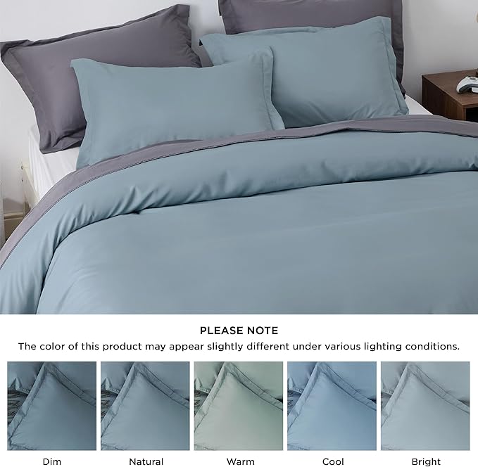 Bedsure Duvet Cover Oversized Queen Size - Soft Double Brushed Bedding Set for Kids & Adults, Zipper Closure, 3 Pieces, Includes 1 Duvet Cover (98"x98") & 2 Pillow Shams, NO Comforter, Mineral Blue