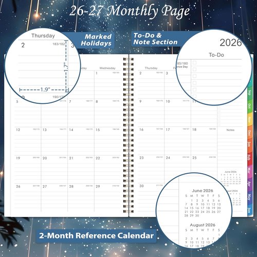 Galaxy Planner | 2026-2027 Academic Weekly & Monthly Planner | 8.5" x 11", Colorful Tabs, Inner Pocket, Premium Paper