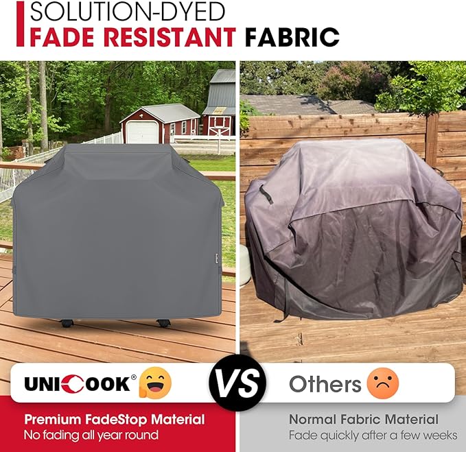 Unicook 50 Inch Grill Cover for 48 Inch Outdoor Grill, Heavy Duty Waterproof BBQ Cover Compatible with Weber Spirit 200 Series, Fade Resiatnt Gas Barbecue Protector, All Weather Protection, Grey