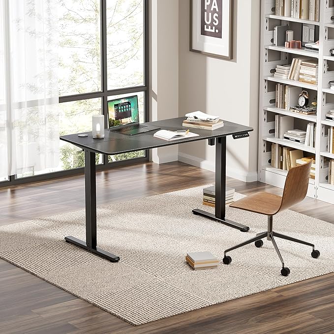 Electric Standing Desk 55 x 24 Inches, Height Adjustable Sit Stand Home Office Computer Desk with Memory Presets,Carbon Fiber Black