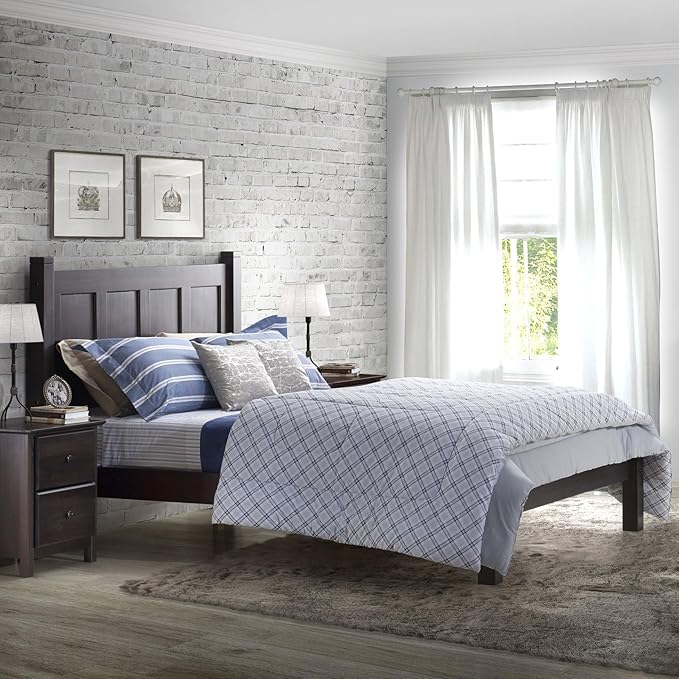 Grain Wood Furniture Shaker Solid Wood Panel Platform Bed, King Size, Expresso