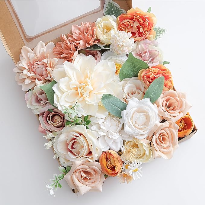 Artificial Flowers Combo, Fake Flowers for DIY Tables Centerpieces Baby Shower Bridal Shower Wedding Bouquet Arrangements Party Candle Holder Cake Decor Flower Home Decorations