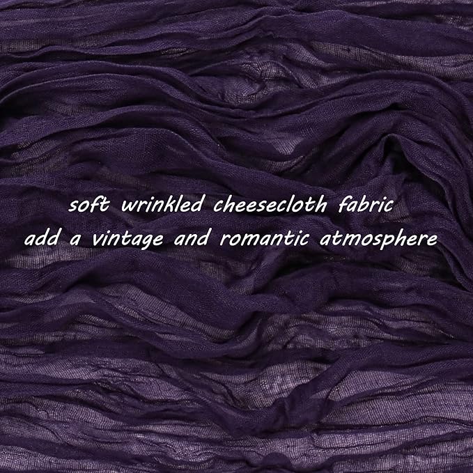 12 Pack 13Ft Cheesecloth Table Runner 35x157 Inch Boho Gauze Table Runner Cheese Cloth Long Rustic Table Runners for Wedding Bridal Shower Birthday Party Table Decor (Dark Purple)
