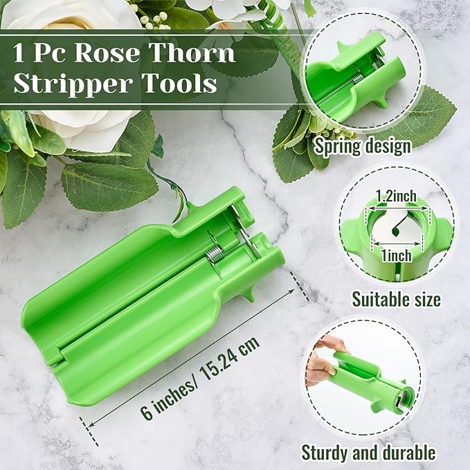 Lasnten 1 Piece Rose Thorn Stripper Tool Thorn Remover for Roses Leaf Stripper Tool Flower Stem Cleaner Cutter to Removal Leaf for Home Flower Shop Gardening Floral Arrangement (Green)