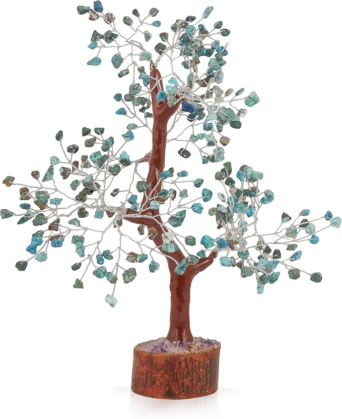 Turquoise Crystal Bonsai Tree - Feng Shui Gemstone - Spiritual Gift for Women - Tree of Life Decor - Chakra Stone - Positive Energy