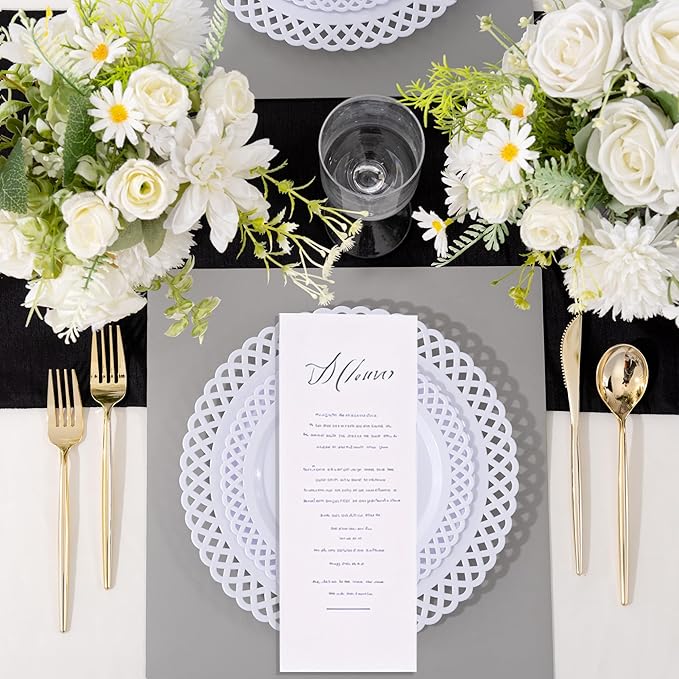 COLOSUS 60Pcs White Plastic Plates, Fancy White disposable Plates,Nice Scallop plates,Heavy Duty Lace Hollowed Out Plates include 30 Dinner Plate 10” and 30 Salad/Dessert Plate 7.5”for Christmas