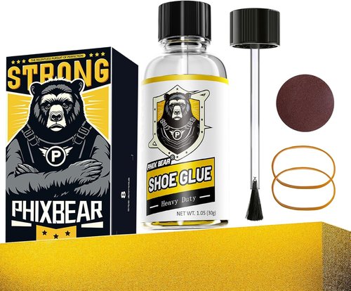 PHIXBEAR Shoe Glue - Professional Grade Heavy Duty Clear Adhesive | Flexible, Low Odor, 1.05 fl oz