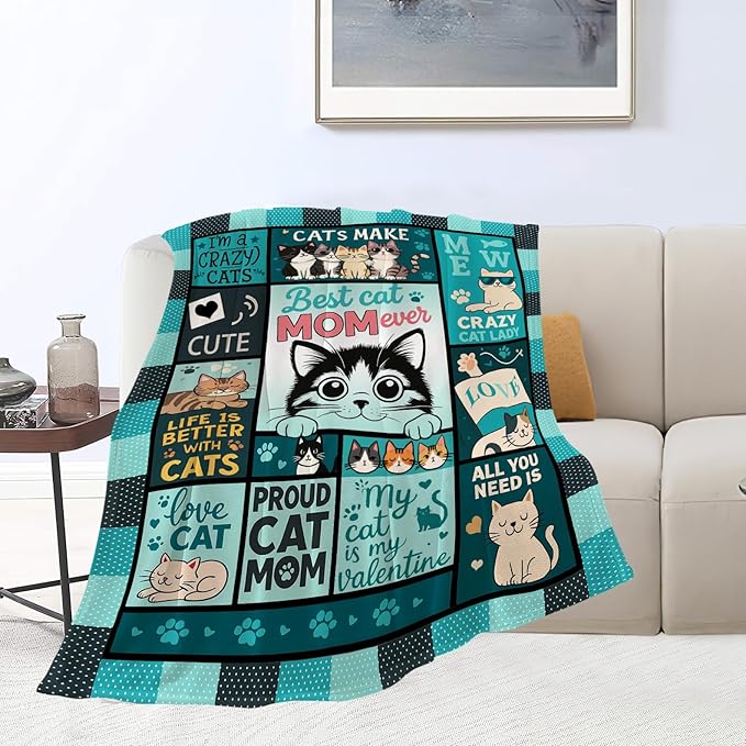Cat Blanket Cute Cat Throw Blanket Kitten Soft Cozy Fleece Fuzzy Stuffed Plush Flannel Gifts for Girls Women Boys Kids Adults 60"X80"