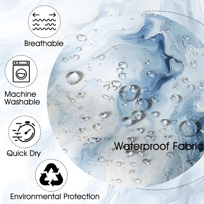 Mocsicka Shower Curtains for Bathroom, Blue Marble Shower Curtain for Bathroom, Abstract Blue and White Shower Curtain Modern Art Decor Waterproof Bath Curtain for Modern Bath Decor, 72 X 72 Inch