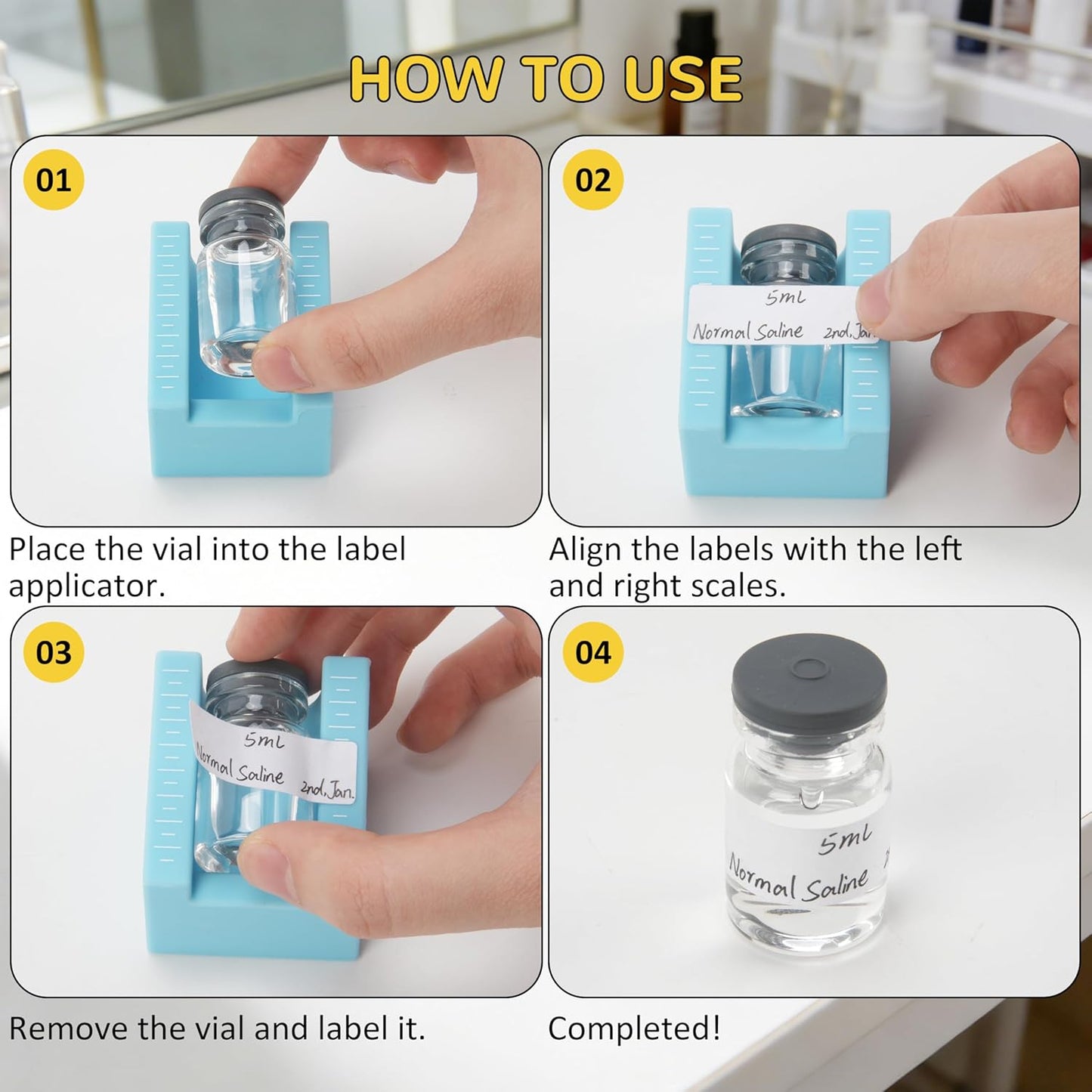 Skiennix Peptide Vial Label Applicators - Time-Saving Handheld Tool for 2ml/3ml & 5ml/10ml Vials