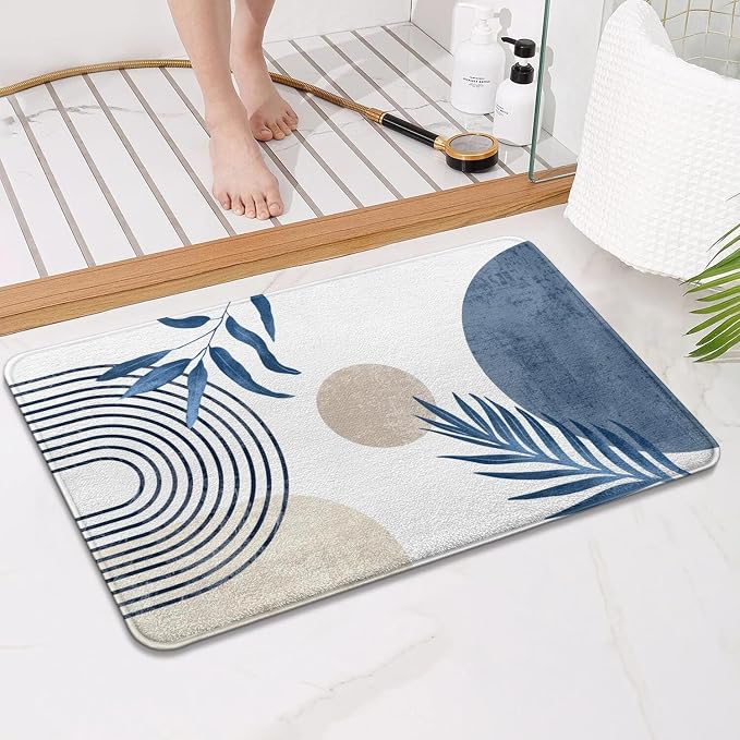 Bathroom Rugs Non-Slip Boho Bath Mat, Small Cute Bath Mat Soft Washable Bathmat Shower Rug for Bathtub Boho Decor