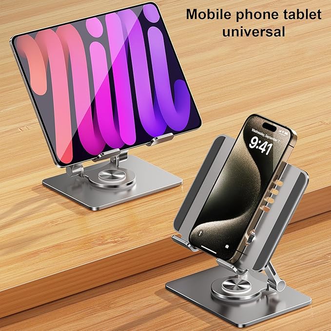 Ywmsfl Tablet Holder Stand 360 Degree Rotatable Portable Foldable Desktop Bracket for Tablet Laptop Desktop Holder Secure Desk Mount