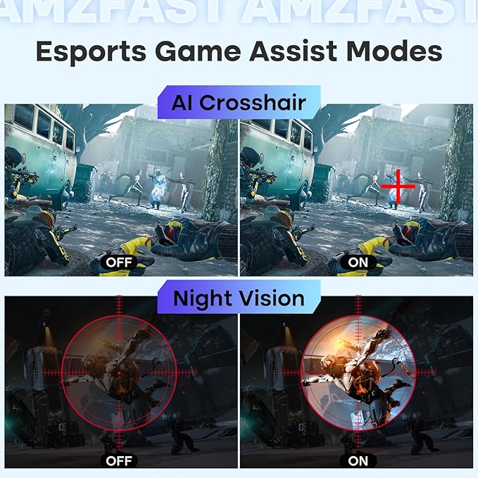 Amzfast 24 Inch Gaming Monitor 180Hz QHD 2k 2560 ×1440p Monitor, 1ms G-SYNC Compatible,Built-in Speakers,96% DCI-P3,HDR10, Height Adjustable, IPS Monitor with HDMI 2.0 x 2 & DP 1.4 x 2, AMZG24F6Q