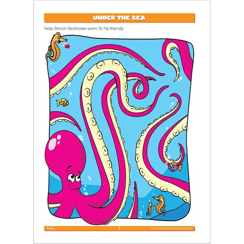 School Zone Mazes Workbook - Engaging Maze Puzzles for Preschool to 1st Grade | 64 Pages, Ages 4-6