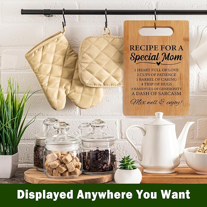 Lacama Kitchen Gifts for Mom, Cute Cutting Board for Mom Christmas Birthday Gifts from Daughter Son, Mother Cutting Board, Mom Gift for Mothers Day