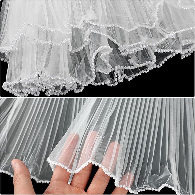 KIMOBER 4.37 Yards White Flower Wrapping Mesh Paper,Pearl Edge Wrinkled Wavy Net Yarn Flower Wrapping Mesh Paper for Valentine's Day Mother's Day Wedding Florist Supplies (White)