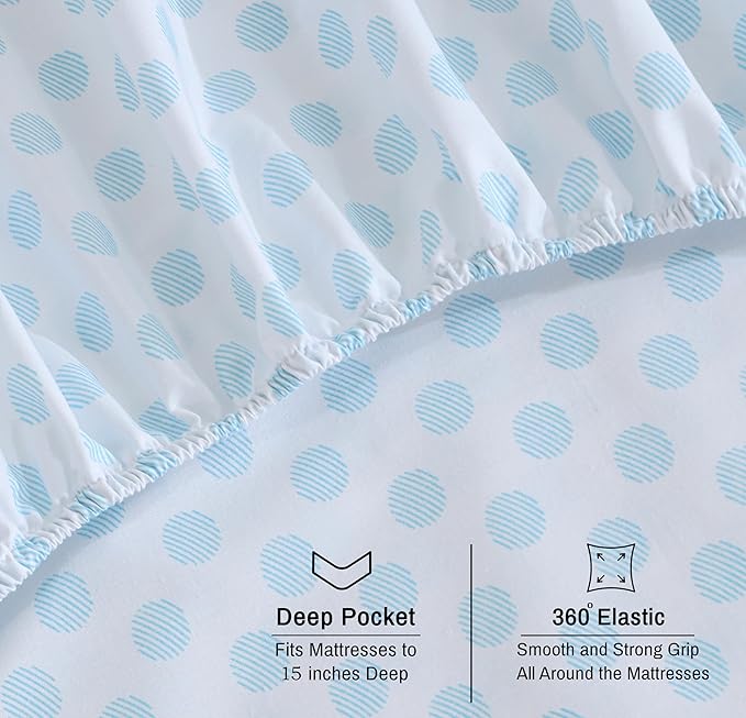 RUVANTI 100% Organic Cotton Sheets Twin XL, Percale Weave, GOTS Certified, 3-Piece Set, Deep Pocket 15", Crisp & Breathable, Soft Durable Bedding, Sábanas Algodón Orgánico – Circle Imprint