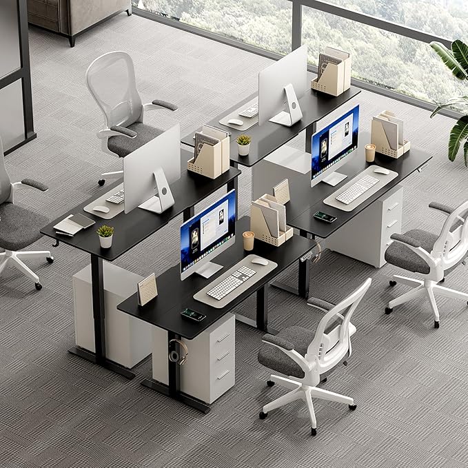 48 x 24 Inch Electric Standing Desk Adjustable Height, Sit Stand Desk, Stand up Desk for Home Office, Computer Workstation (Spliced Desktop,Black)