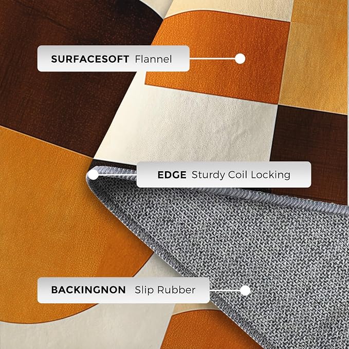 Mid Century Modern Rugs for Bedroom Decor, 6x9 ft, Abstract Geo Area Rugs for Living Room, Soft Non Slip Washable MCM Geometric Carpet Home Decorations Dt-Ghf-28